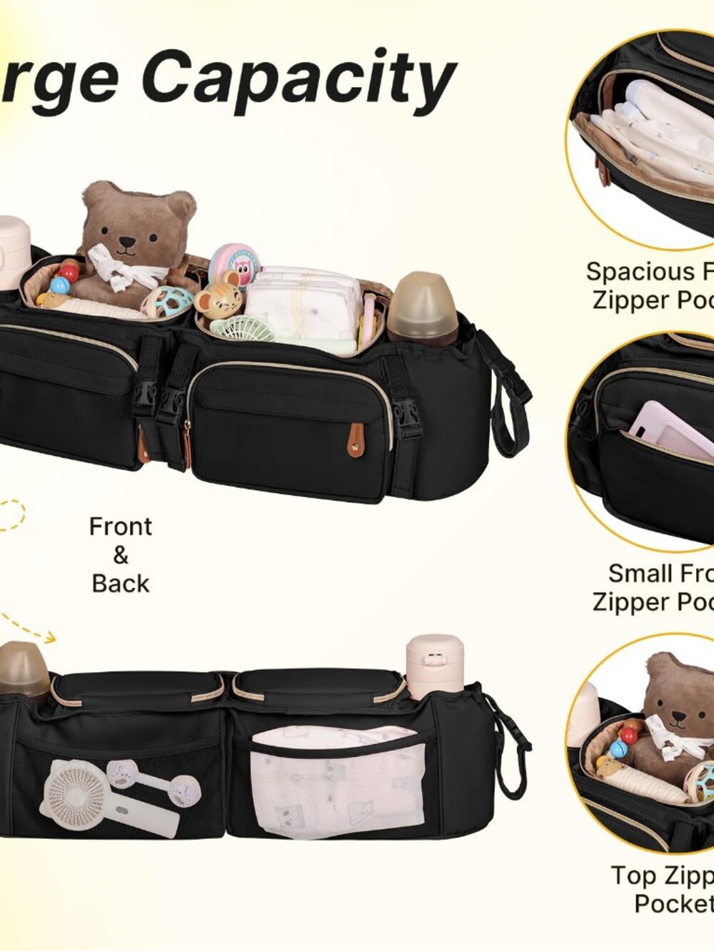Double Stroller Organizer for Bob Duallie & Baby Jogger City Mini GT2 - Picture 7 of 9